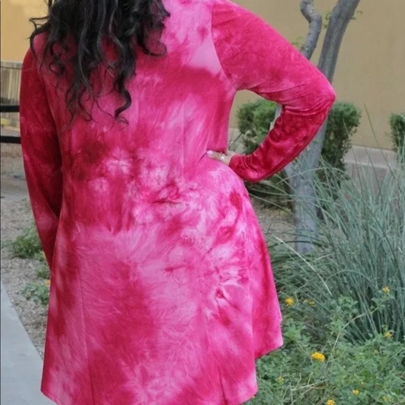 NEW Vocal dark pink tie dye studded cardigan 1X - Picture 3 of 16